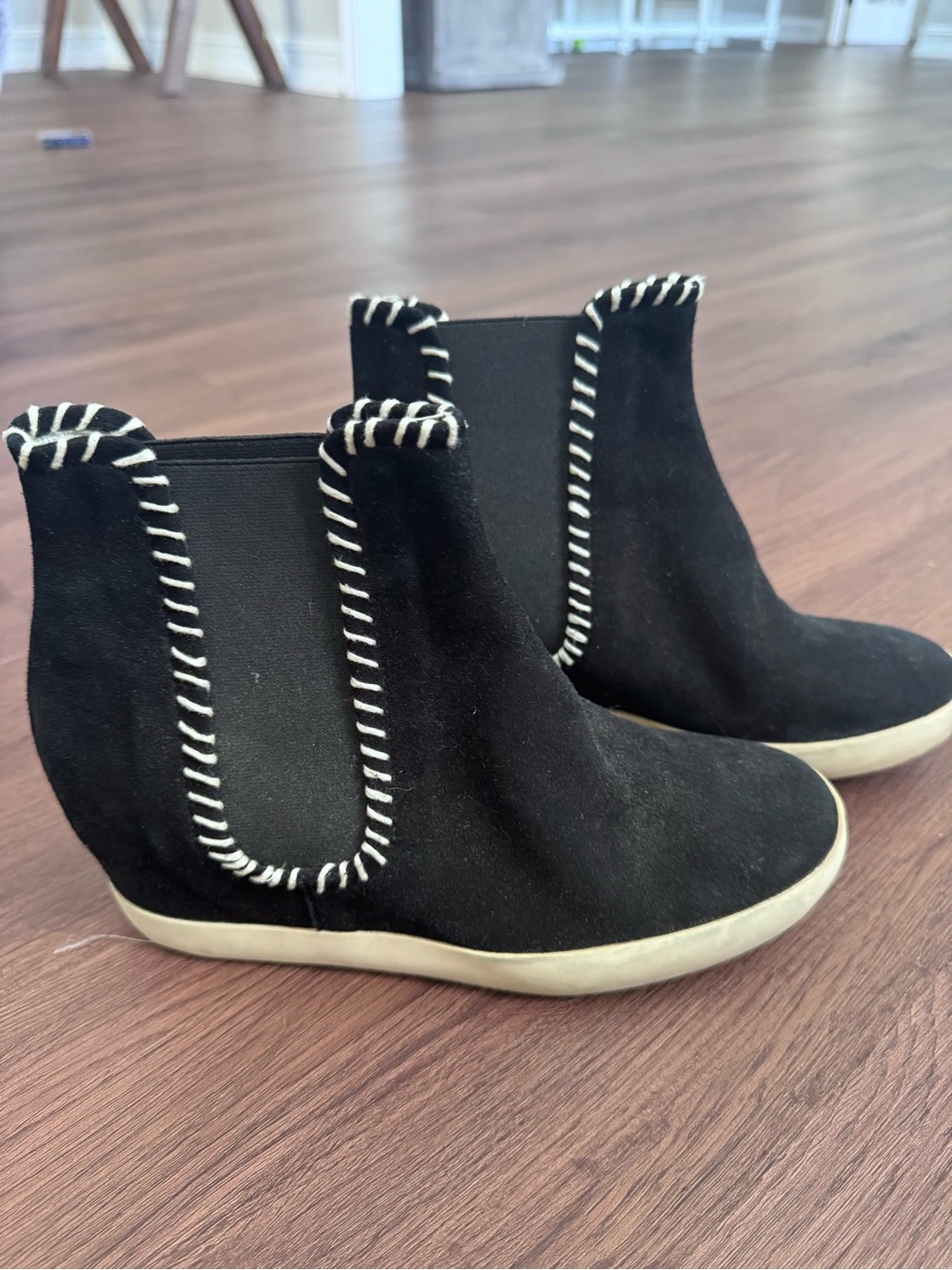 Black Suede Negri Firenze Italian ankle boots, size 7 @ $55